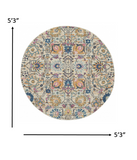 2? x 3? Ivory and Multicolor Floral Buds Scatter Rug