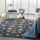 4? x 6? Navy Blue Floral Buds Area Rug
