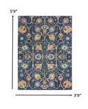 4? x 6? Navy Blue Floral Buds Area Rug