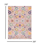 8? x 10? Gray and Pink Distressed Area Rug