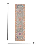 2? x 8? Gray and Gold Medallion Runner Rug