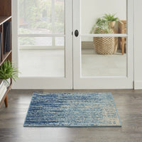 5? x 7? Navy and Light Blue Abstract Area Rug