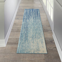 5? x 7? Navy and Light Blue Abstract Area Rug