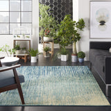 5? x 7? Navy and Light Blue Abstract Area Rug