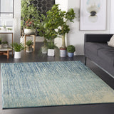 5? x 7? Navy and Light Blue Abstract Area Rug