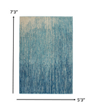 5? x 7? Navy and Light Blue Abstract Area Rug