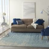 5? x 7? Navy and Light Blue Abstract Area Rug