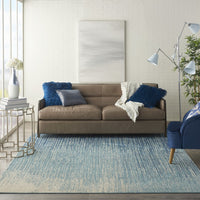 5? x 7? Navy and Light Blue Abstract Area Rug