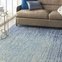 5? x 7? Navy and Light Blue Abstract Area Rug