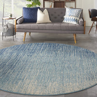 5? x 7? Navy and Light Blue Abstract Area Rug