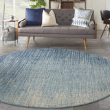 5? x 7? Navy and Light Blue Abstract Area Rug