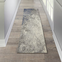 2? x 8? Charcoal and Ivory Abstract Runner Rug