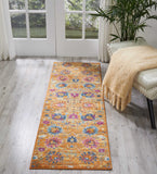 7? x 10? Sun Gold and Navy Distressed Area Rug