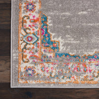2? x 8? Gray and Gold Medallion Runner Rug