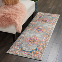 2? x 8? Gray and Gold Medallion Runner Rug