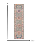 2? x 8? Gray and Gold Medallion Runner Rug