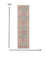 2? x 8? Gray and Gold Medallion Runner Rug