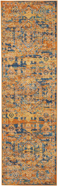 2? x 6? Gold and Blue Antique Runner Rug