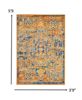 5? x 7? Gold and Blue Antique Area Rug