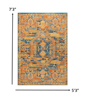 5? x 7? Gold and Blue Antique Area Rug