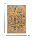 5? x 7? Gold and Blue Antique Area Rug