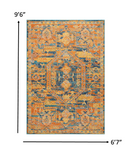 5? x 7? Gold and Blue Antique Area Rug