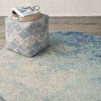 2? x 3? Light Blue and Ivory Abstract Sky Scatter Rug