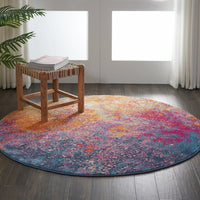 2? x 8? Abstract Brights Sunburst Runner Rug