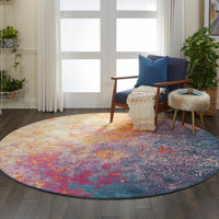 2? x 8? Abstract Brights Sunburst Runner Rug