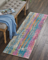 8? x 10? Gray Colorful Abstract Stripes Area Rug