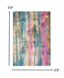 8? x 10? Gray Colorful Abstract Stripes Area Rug