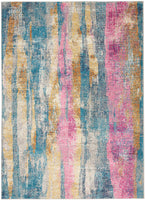 8? x 10? Gray Colorful Abstract Stripes Area Rug