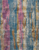 8? x 10? Gray Colorful Abstract Stripes Area Rug