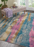 8? x 10? Gray Colorful Abstract Stripes Area Rug