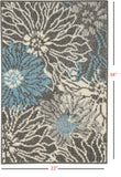 5? x 7? Charcoal and Blue Big Flower Area Rug