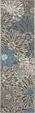 5? x 7? Charcoal and Blue Big Flower Area Rug