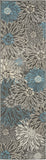 5? x 7? Charcoal and Blue Big Flower Area Rug
