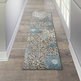 5? x 7? Charcoal and Blue Big Flower Area Rug