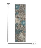 5? x 7? Charcoal and Blue Big Flower Area Rug