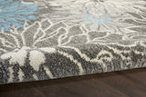 5? x 7? Charcoal and Blue Big Flower Area Rug
