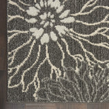 5? x 7? Charcoal and Blue Big Flower Area Rug