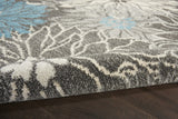 5? x 7? Charcoal and Blue Big Flower Area Rug
