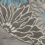 5? x 7? Charcoal and Blue Big Flower Area Rug
