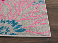 2? x 3? Gray and Pink Tropical Flower Scatter Rug