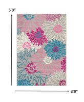 2? x 3? Gray and Pink Tropical Flower Scatter Rug