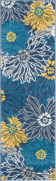 4? x 6? Blue Tropical Flower Area Rug