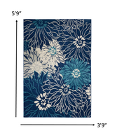 4? x 6? Navy and Ivory Floral Area Rug
