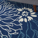 4? x 6? Navy and Ivory Floral Area Rug