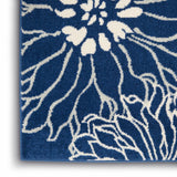 2? x 8? Navy and Ivory Floral Runner Rug