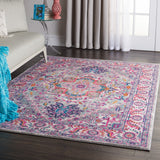 5? x 7? Light Gray and Pink Medallion Area Rug